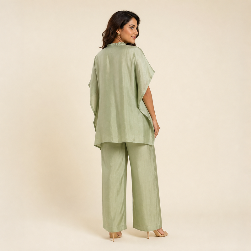 Sage Green Embellished Kaftan Pant Set