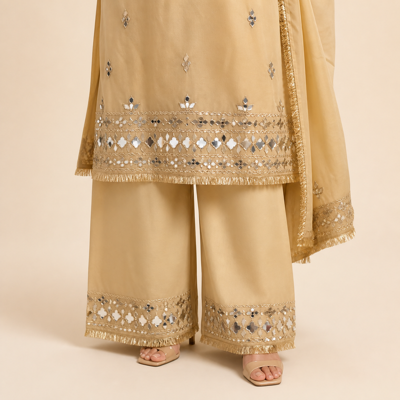 Ivory Mirror Embroidered 3 piece Salwar Suit set