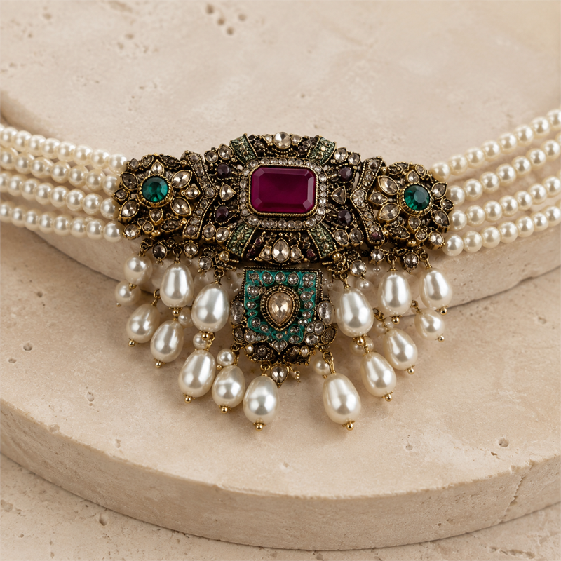 Choker Set with Earrings & Maang Tikka