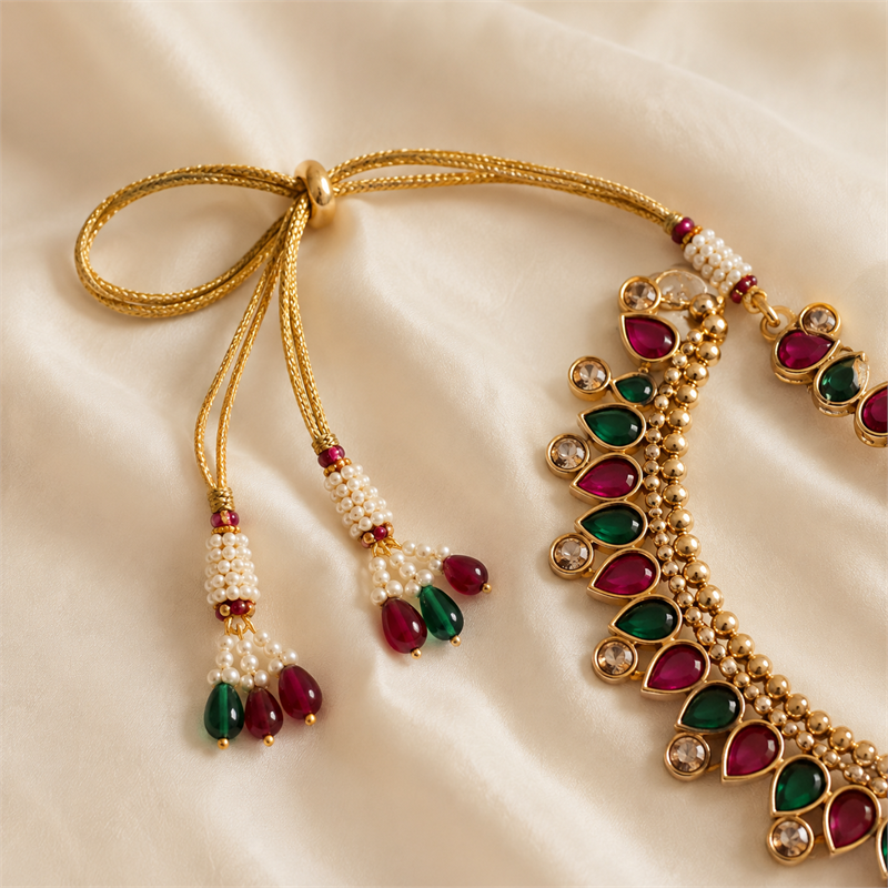 Teardrop Necklace with Jhumka Earrings