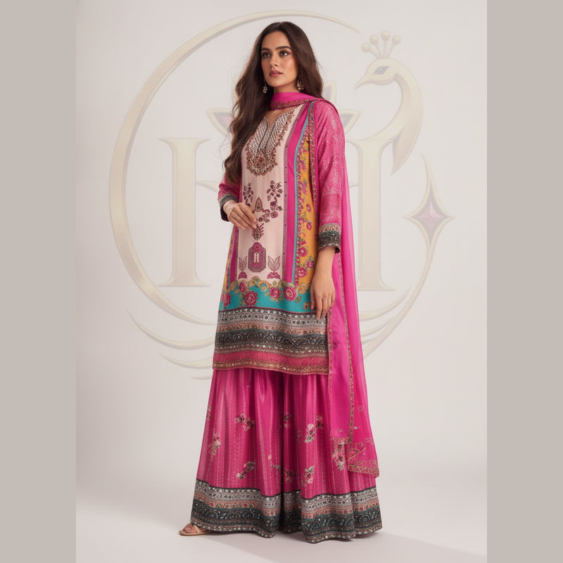 Gulabi Jashn Printed Sharara Set