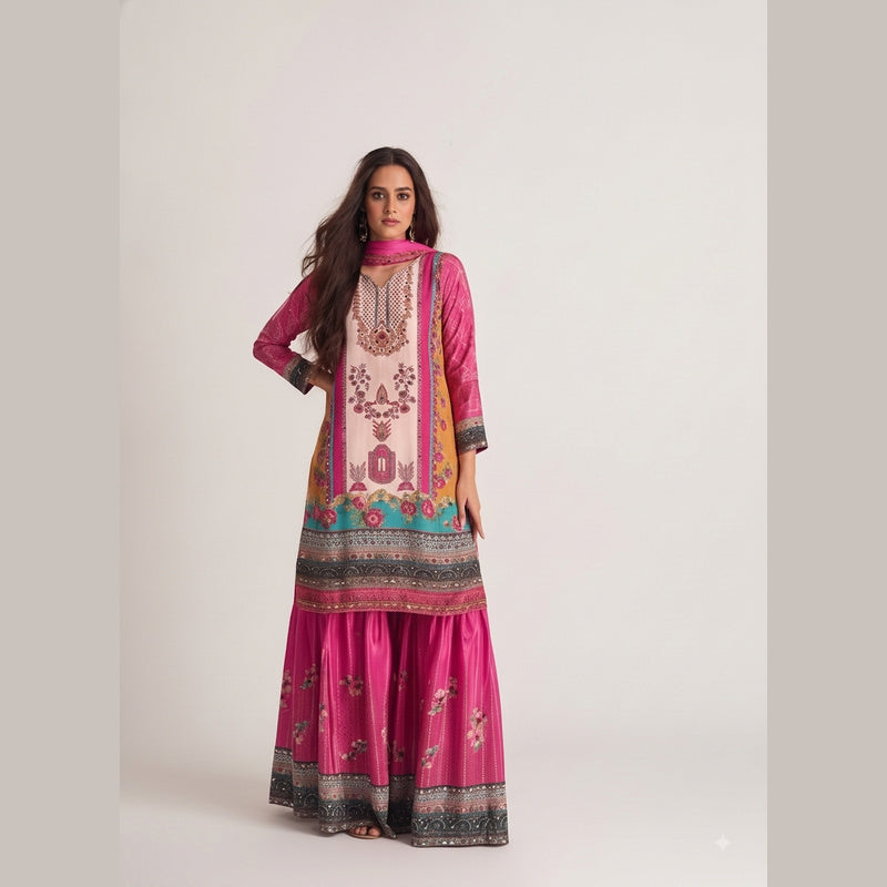 Gulabi Jashn Printed Sharara Set